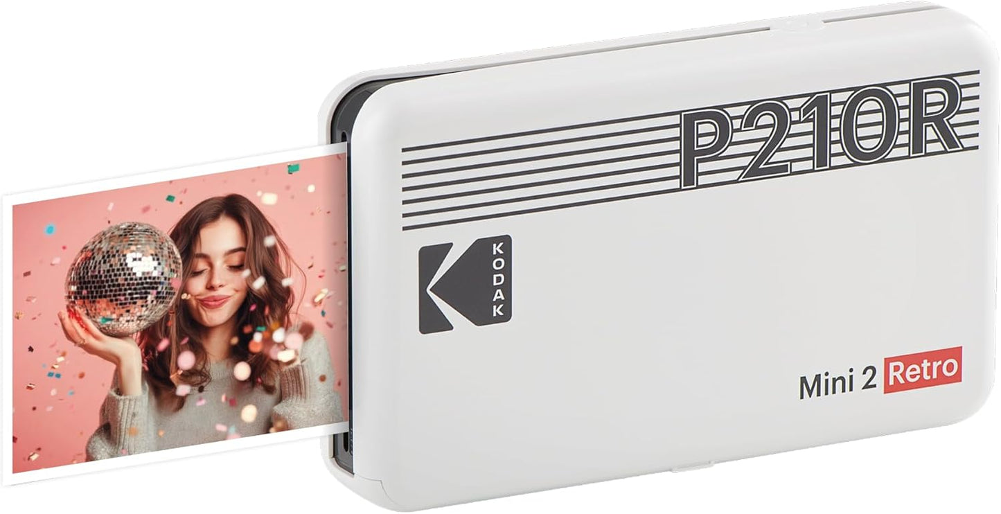 Capture Life's Moments with the KODAK Mini 2 Retro Portable Photo Printer - Instant 2x3 Color Prints for Smartphones & Tablets, Includes 8 Sheets!