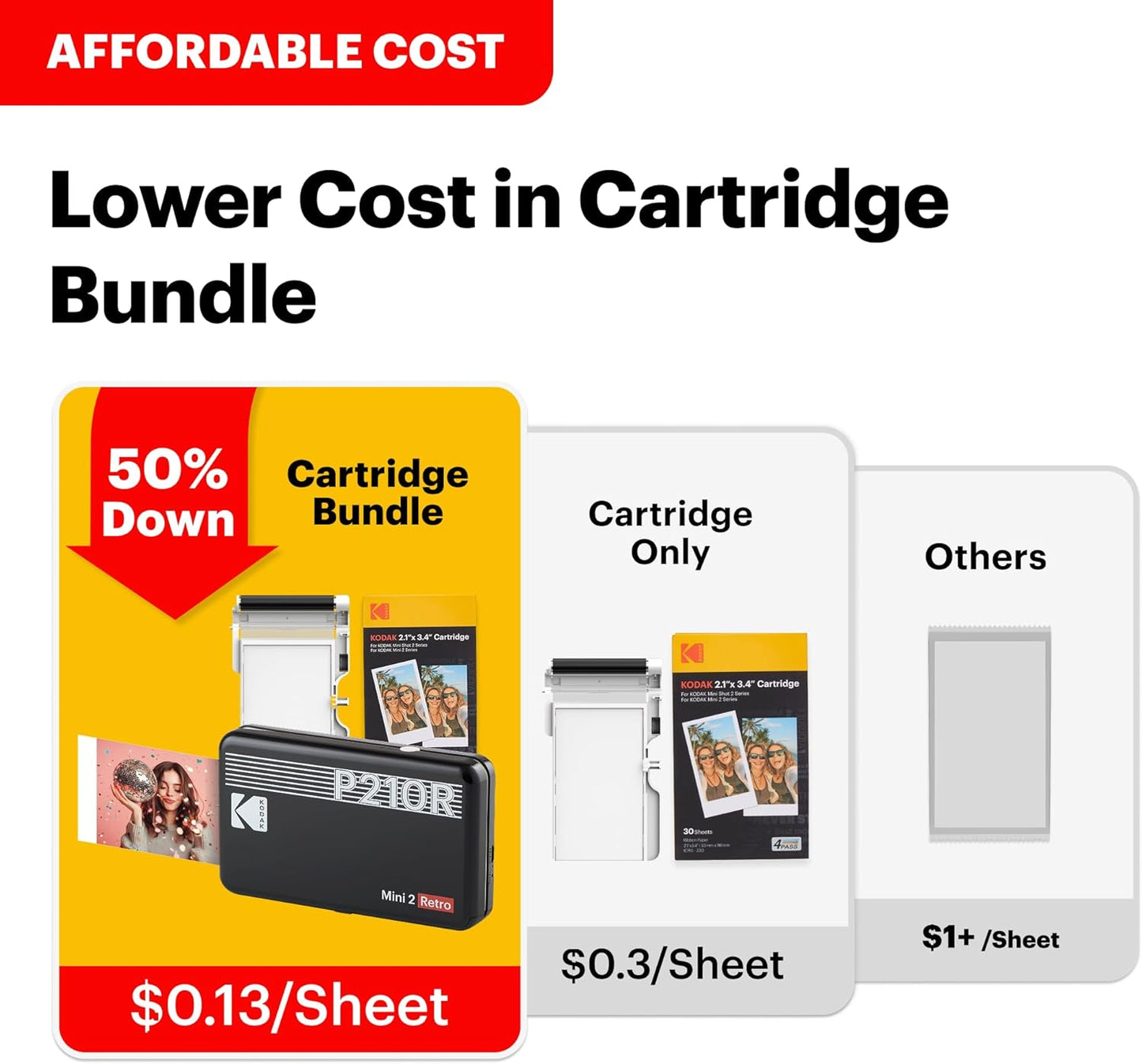 Capture Life's Moments with the KODAK Mini 2 Retro Portable Photo Printer - Instant 2x3 Color Prints for Smartphones & Tablets, Includes 8 Sheets!