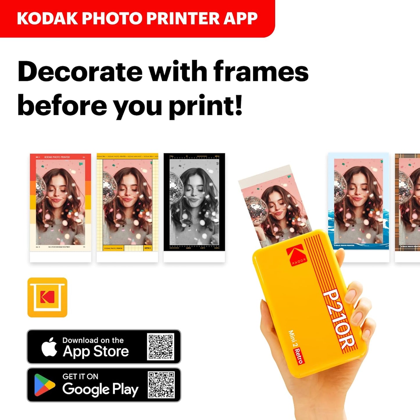 Capture Life's Moments with the KODAK Mini 2 Retro Portable Photo Printer - Instant 2x3 Color Prints for Smartphones & Tablets, Includes 8 Sheets!